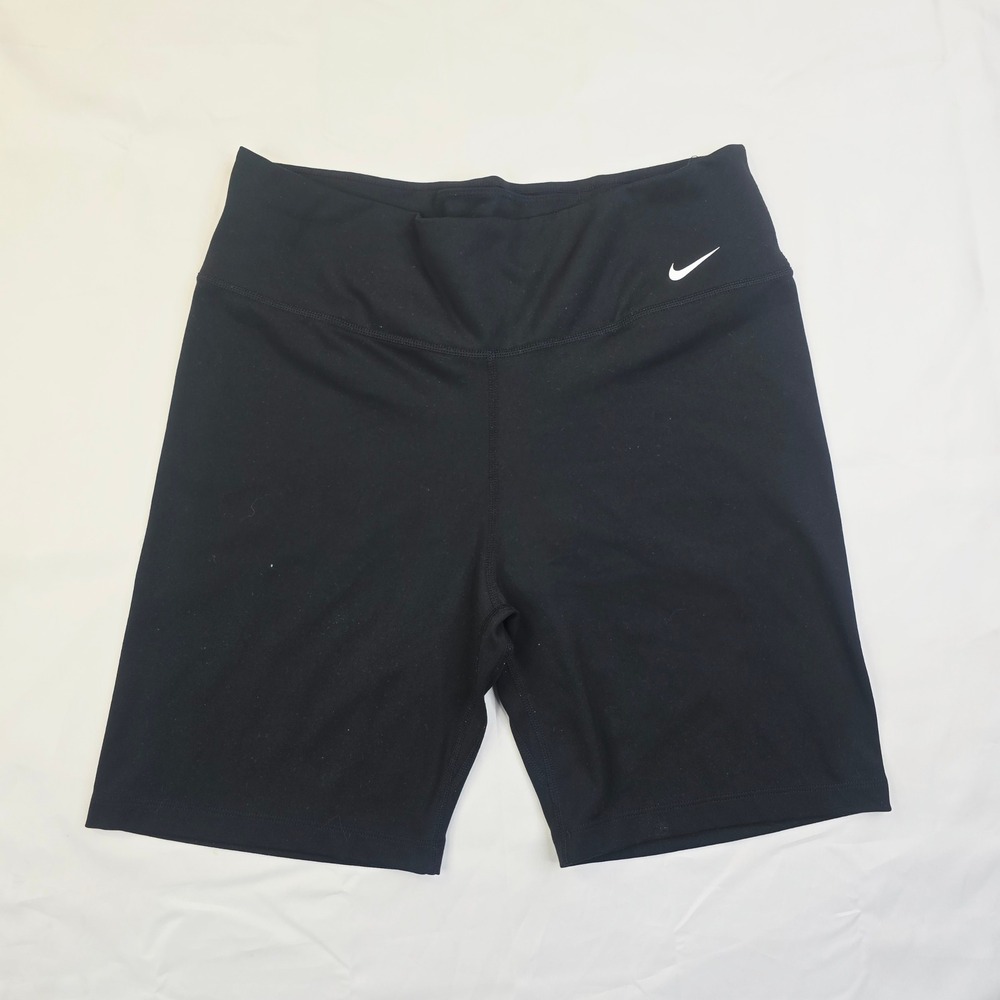 Nike Women's Dri-FIT Bike Shorts L Black High Waisted Athletic Compression G48